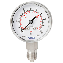 Bourdon tube pressure gauge, stainless steel