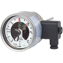 Bimetal thermometer with switch contacts